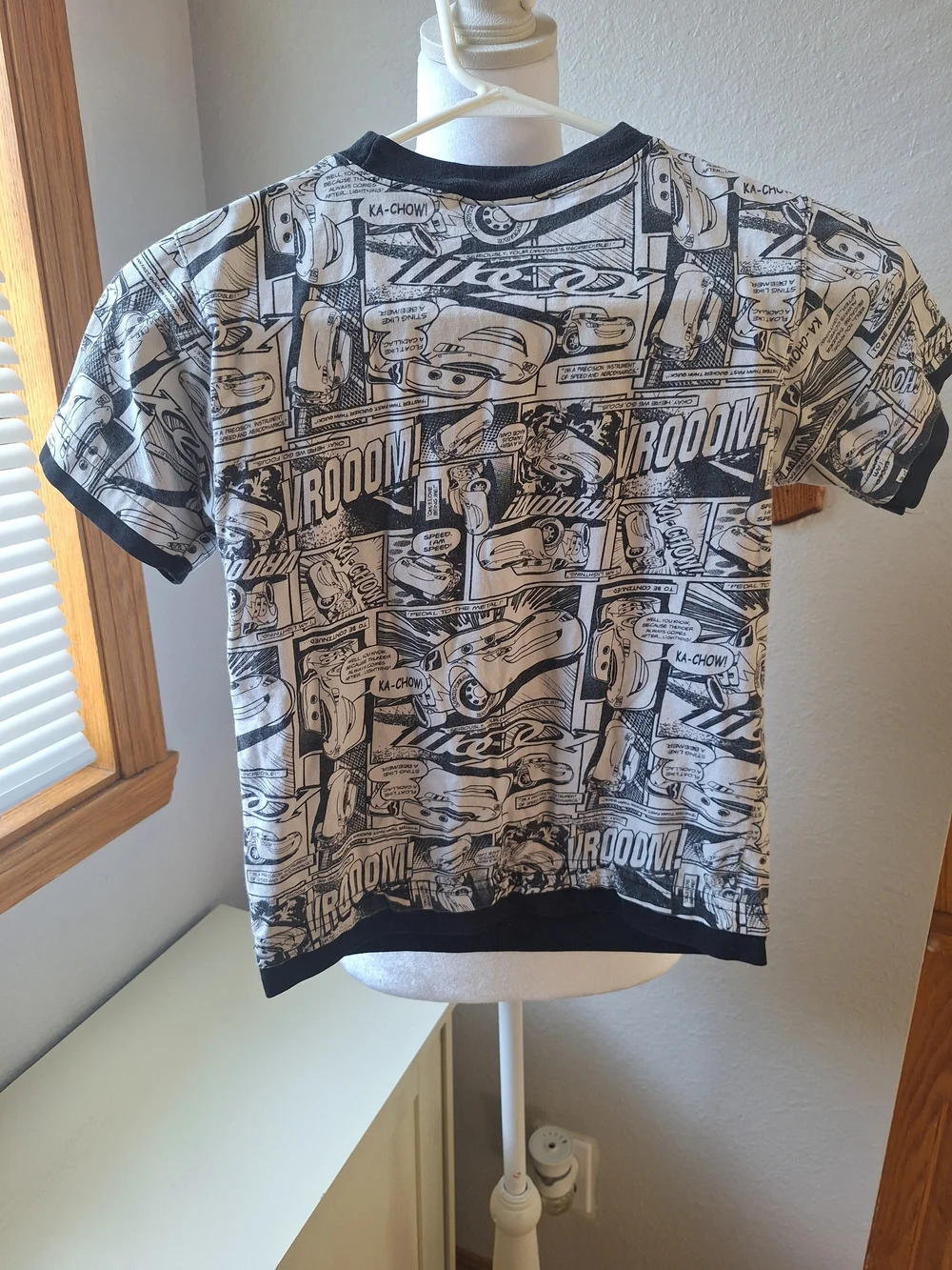 Disney Cars Lightning McQueen Black & White Tee with Red Graphic